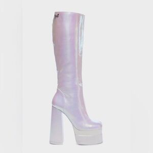 Sparkl Fairy Oh Yeah Baby Pearlescent White Knee Boot